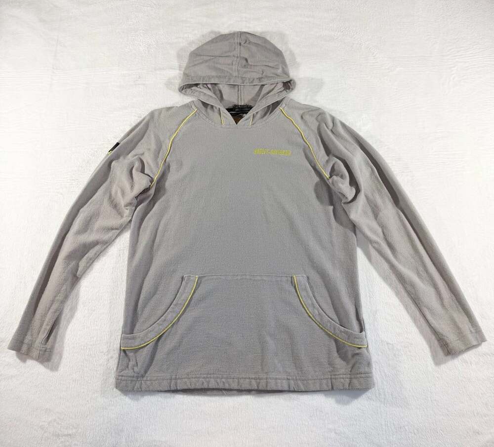 Harley-Davidson Women’sHoodie Size S Gray Yellow Piping Long Sleeve Pocket